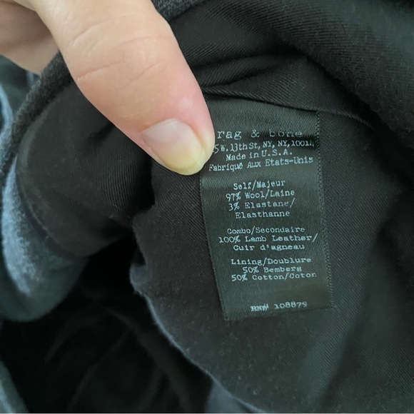 rag & bone women’s gray wool leather trim blazer jacket - Picture 3 of 5